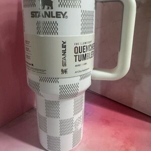 Stanley White Check Pattern Quencher Tumbler with Handle